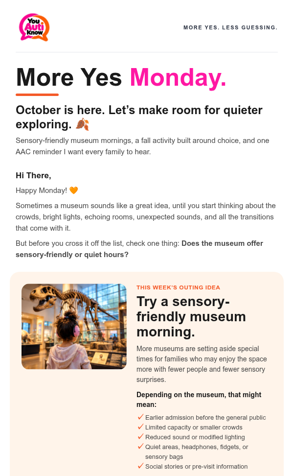 You Auti Know More Yes Monday email campaign